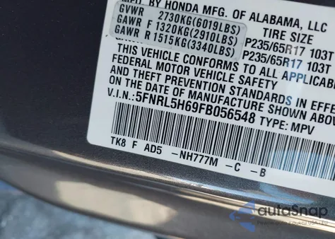 2015 Honda Odyssey Ex-L from USA, damaged, VIN 5FNRL5H69FB056548